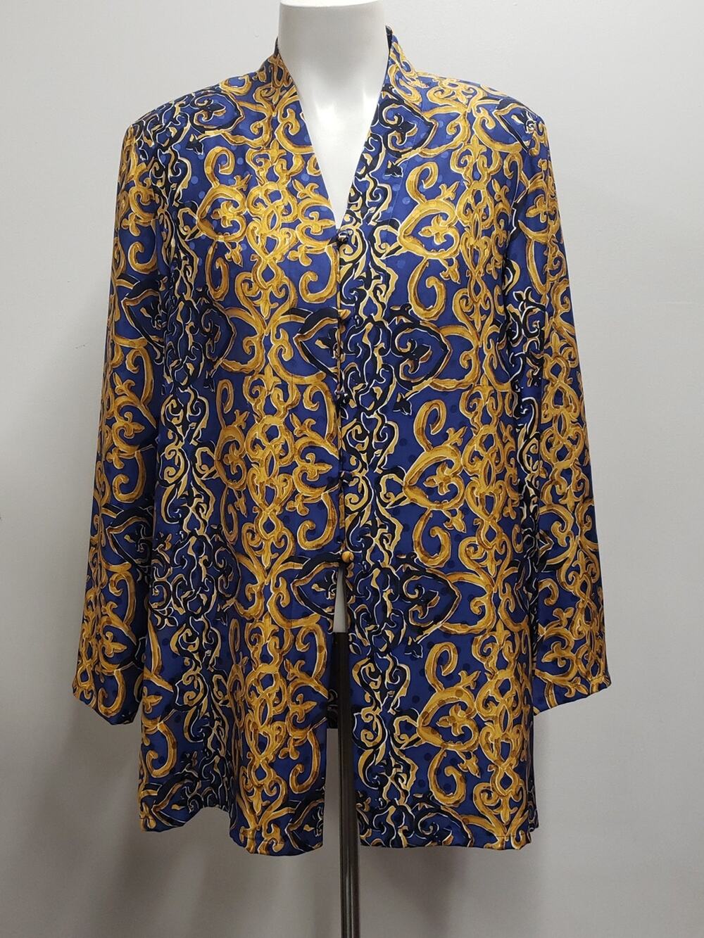 Jacqueline Ferrar Silk Tunic Shirt Women's 14 Moroccan Elegant Timeless Classic